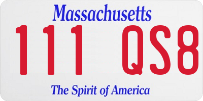 MA license plate 111QS8