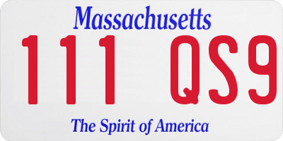 MA license plate 111QS9