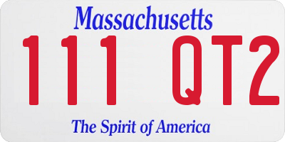 MA license plate 111QT2
