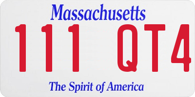 MA license plate 111QT4