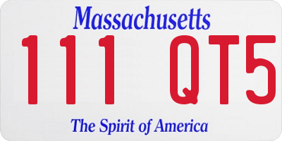 MA license plate 111QT5
