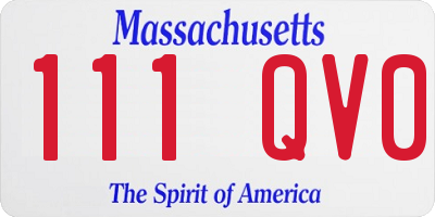MA license plate 111QV0