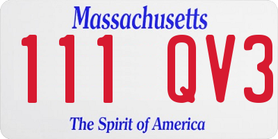 MA license plate 111QV3