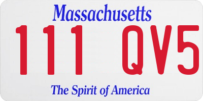 MA license plate 111QV5