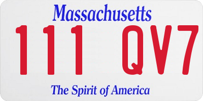 MA license plate 111QV7