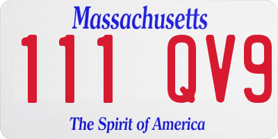 MA license plate 111QV9