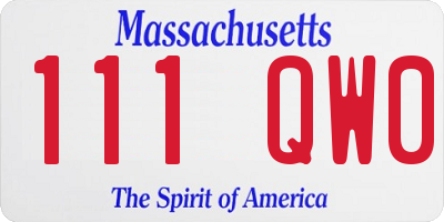 MA license plate 111QW0