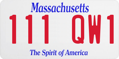 MA license plate 111QW1