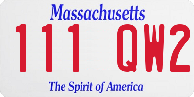 MA license plate 111QW2