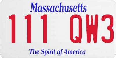 MA license plate 111QW3