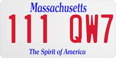 MA license plate 111QW7