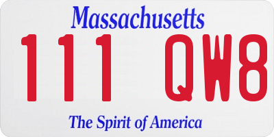 MA license plate 111QW8