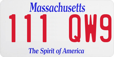 MA license plate 111QW9