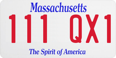 MA license plate 111QX1