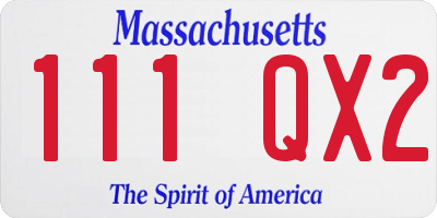 MA license plate 111QX2