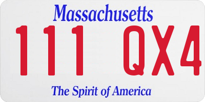 MA license plate 111QX4