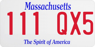 MA license plate 111QX5