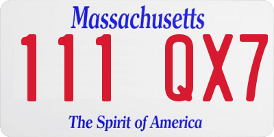 MA license plate 111QX7