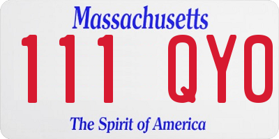 MA license plate 111QY0