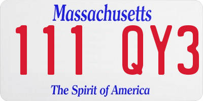MA license plate 111QY3