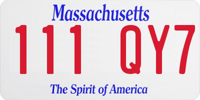 MA license plate 111QY7