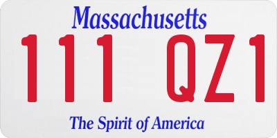 MA license plate 111QZ1