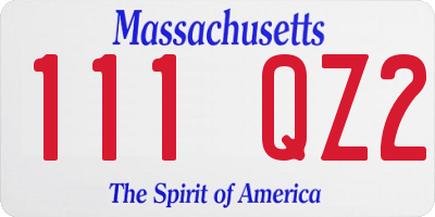 MA license plate 111QZ2