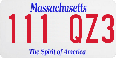 MA license plate 111QZ3