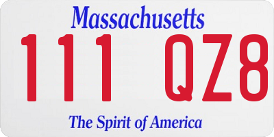 MA license plate 111QZ8
