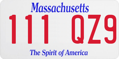 MA license plate 111QZ9