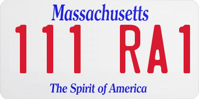 MA license plate 111RA1