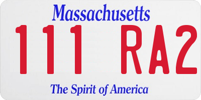 MA license plate 111RA2