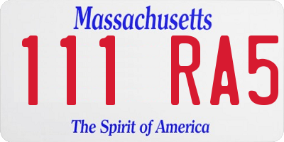 MA license plate 111RA5