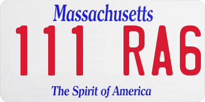 MA license plate 111RA6