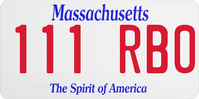 MA license plate 111RB0