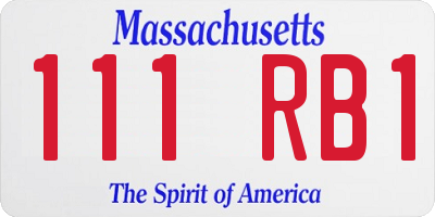 MA license plate 111RB1