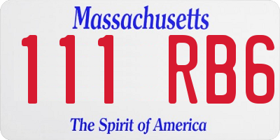 MA license plate 111RB6