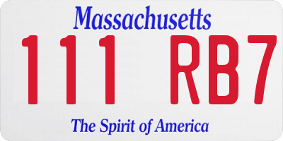 MA license plate 111RB7