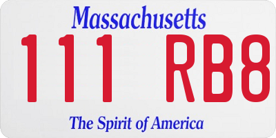 MA license plate 111RB8