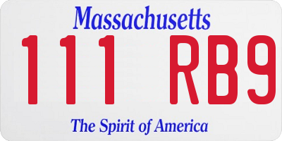 MA license plate 111RB9