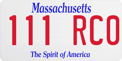 MA license plate 111RC0