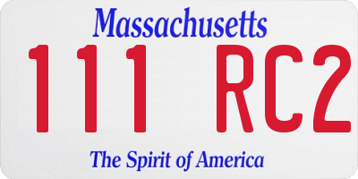 MA license plate 111RC2