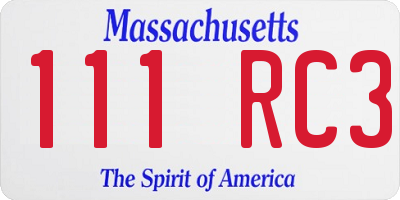 MA license plate 111RC3