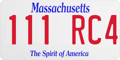 MA license plate 111RC4