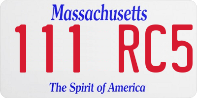 MA license plate 111RC5