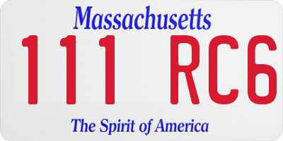 MA license plate 111RC6