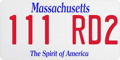MA license plate 111RD2