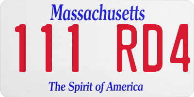 MA license plate 111RD4