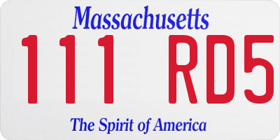 MA license plate 111RD5