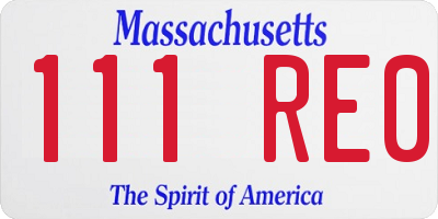 MA license plate 111RE0